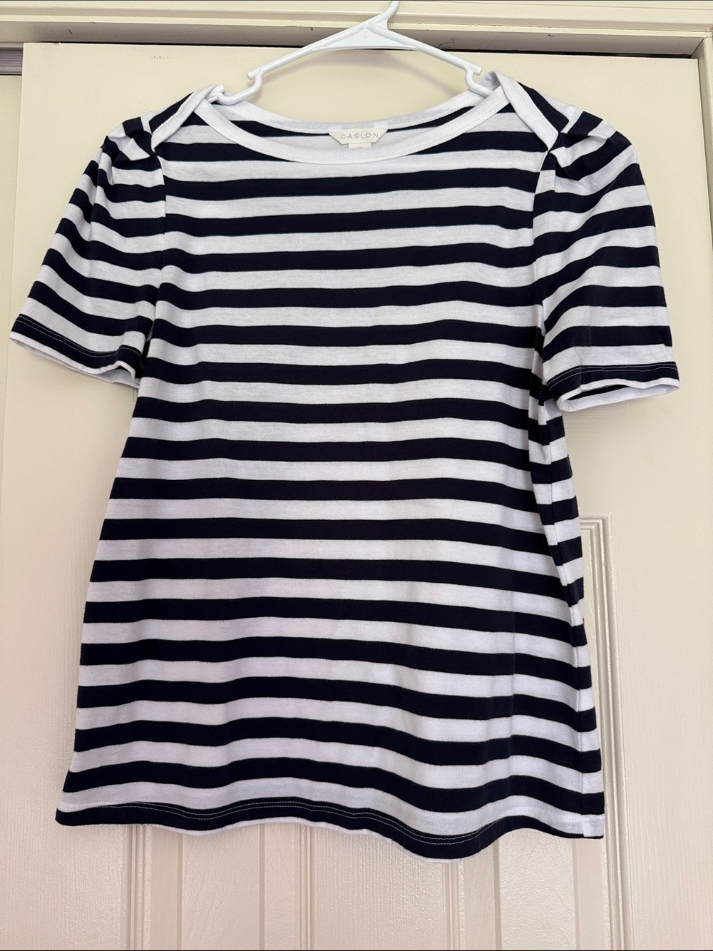 Caslon Navy & White Striped Short Sleeve Tee